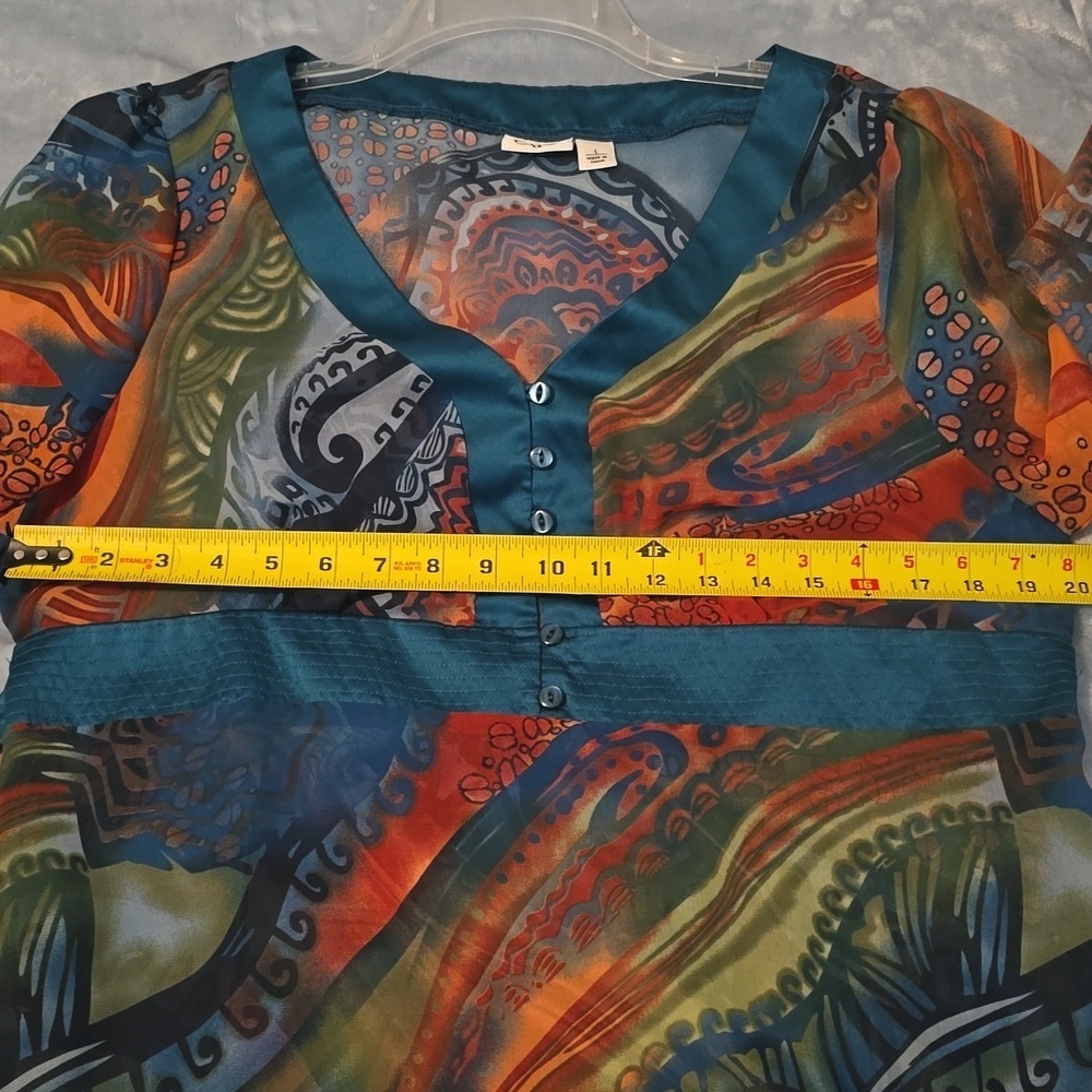 Cato Women's Sheer Lightweight Tie Back Top, Size L (0816) - Picture 7 of 8